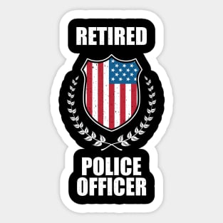 Retired Police Officer Proud Patriotic Officer American Flag Sticker